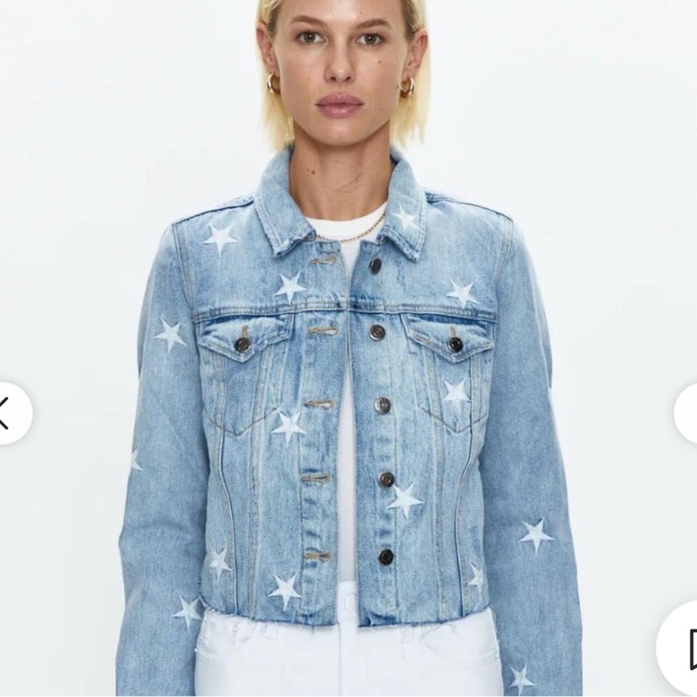 Pistola embroidered star denim jean jacket size small like new stars patriotic - Picture 6 of 7